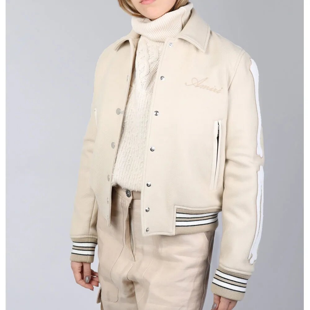 Amiri Bone Tan Varsity Jacket TheJacketFactory