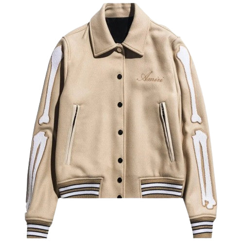 Amiri Bone Tan Varsity Jacket