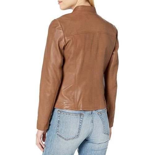 Women's Leather Racer Jacket TheJacketFactory