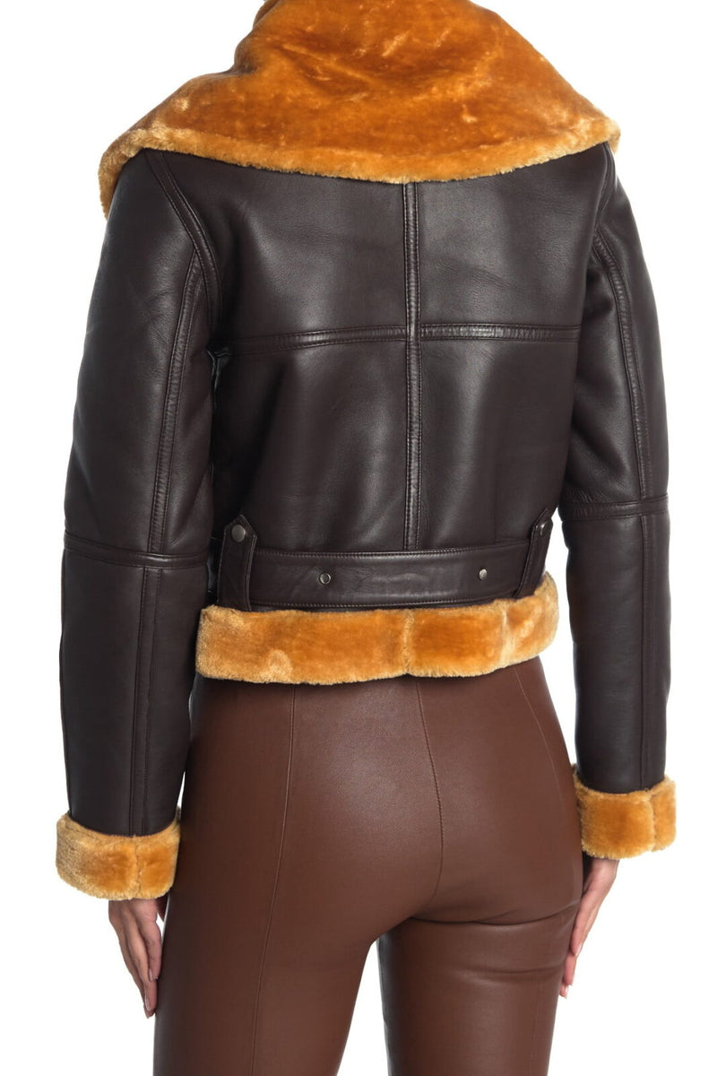 Women's Mandie Shearling Leather Jacket TheJacketFactory