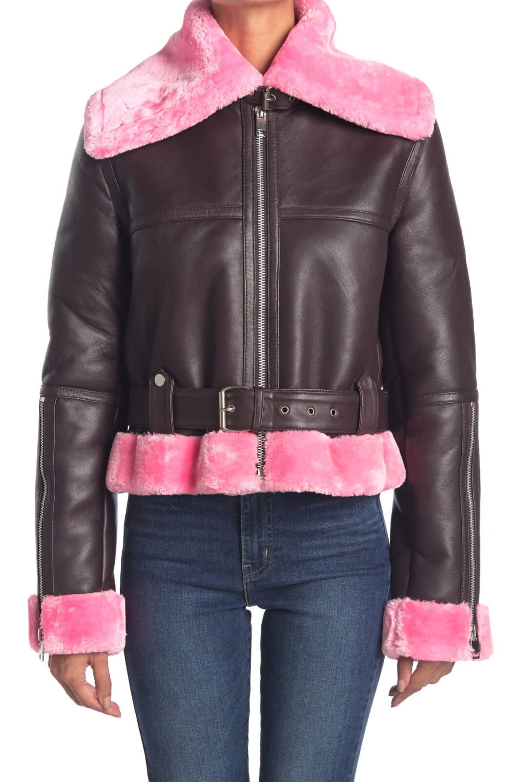 Women's Mandie Shearling Leather Jacket TheJacketFactory