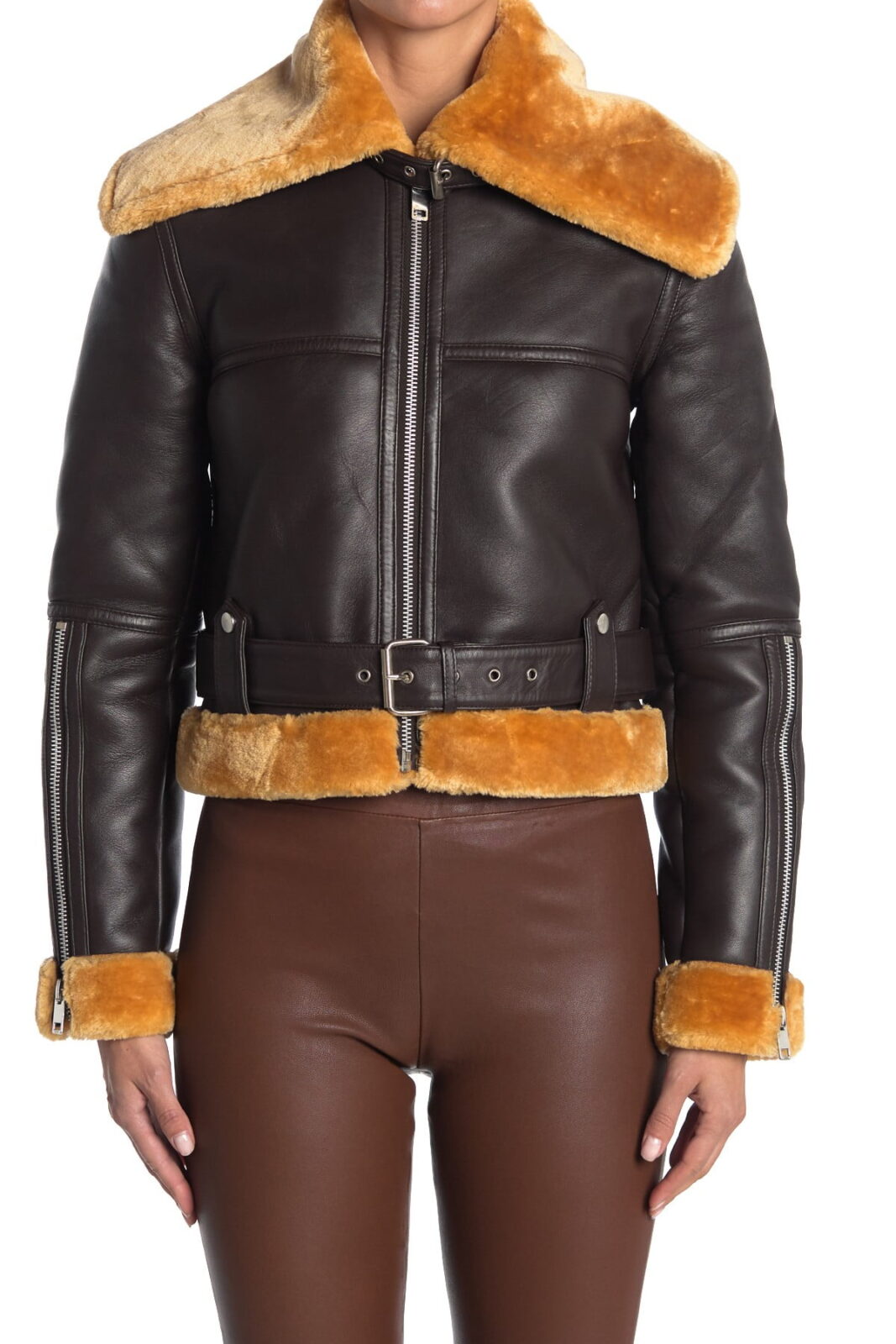 Women's Mandie Shearling Leather Jacket TheJacketFactory