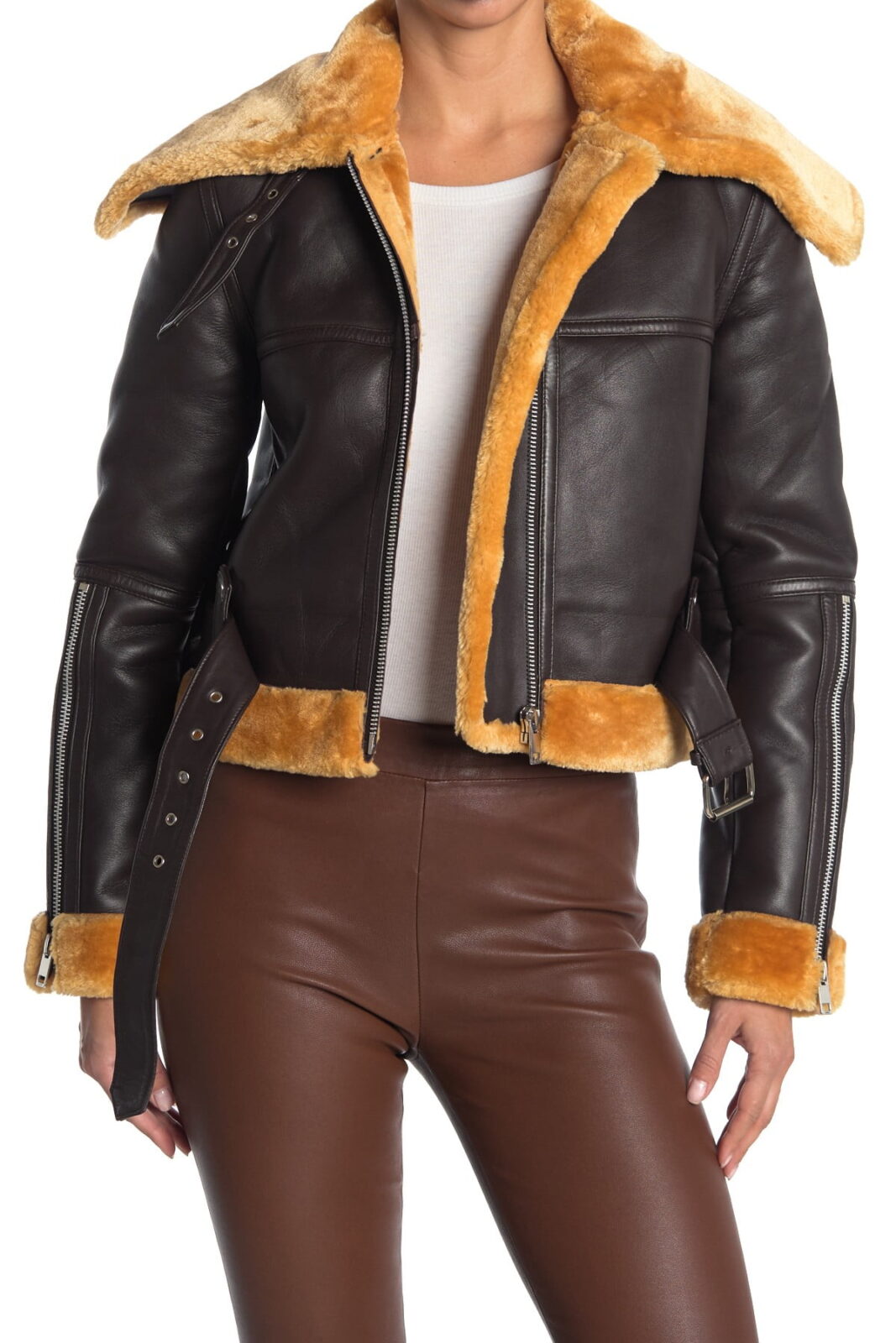 Women's Mandie Shearling Leather Jacket TheJacketFactory