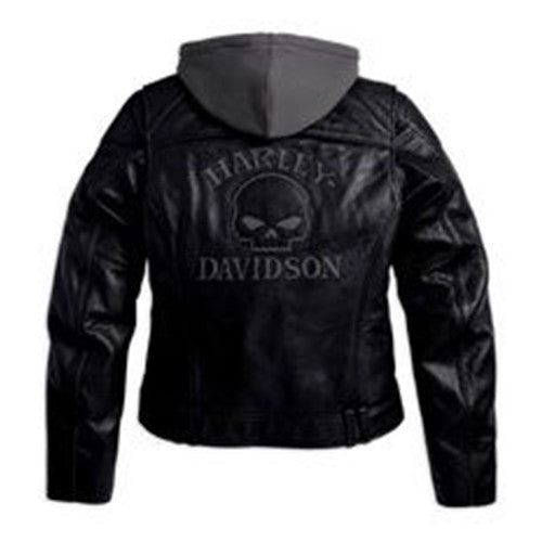 Women's Harley Davidson Hooded Biker Leather Jacket