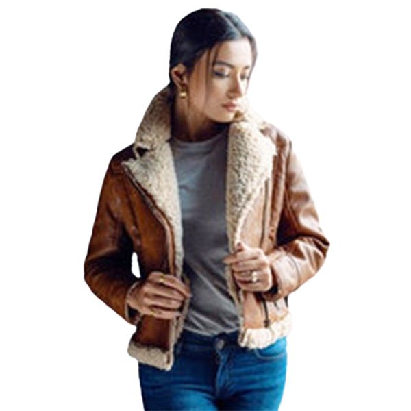 Women's Shearling Brown Leather Jacket