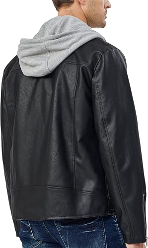 Men's Removable Hooded Leather Jacket