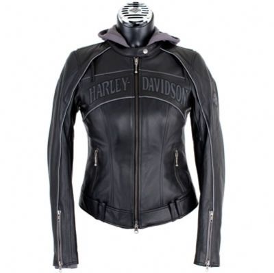 Women's Harley Davidson Hooded Biker Leather Jacket