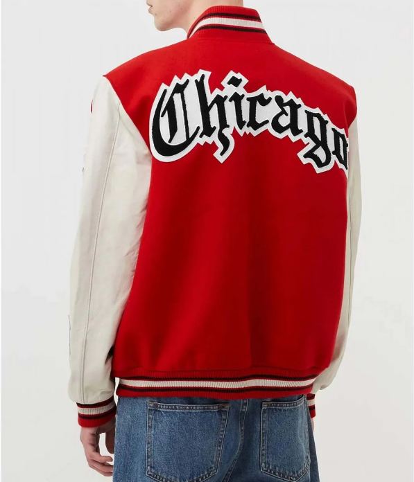 Chicago Bulls Red Wool And White Leather Varsity Jacket TheJacketFactory