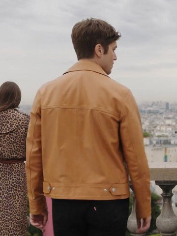 Emily in Paris Lucas Bravo Leather Jacket