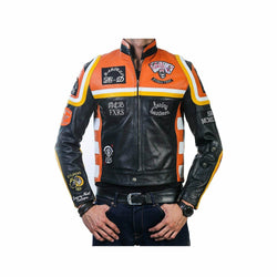 HDMM Orange and Black Harley Davidson Leather Jacket TheJacketFactory