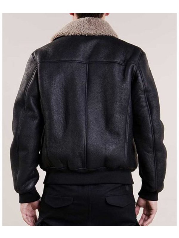 Men's Black Aviator Bomber Leather Jacket TheJacketFactory