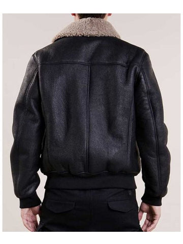 Men's Black Aviator Bomber Leather Jacket