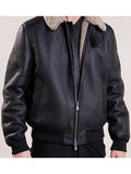 Men's Black Aviator Bomber Leather Jacket TheJacketFactory