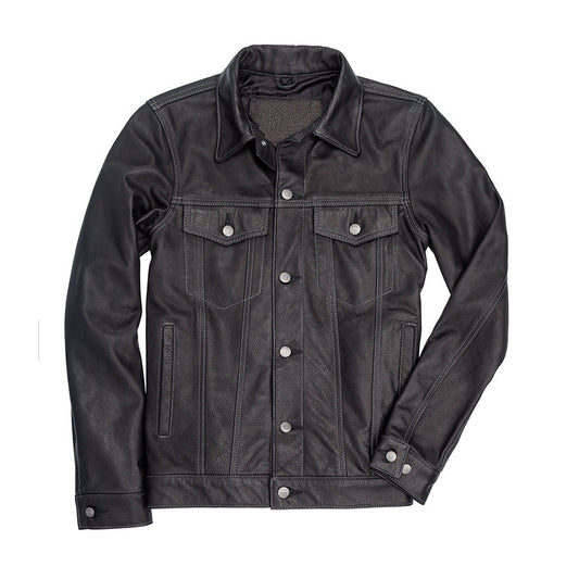 Men's Calfskin Leather Jean Jacket