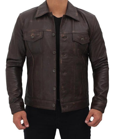 Men's Dark-Brown Trucker Jacket