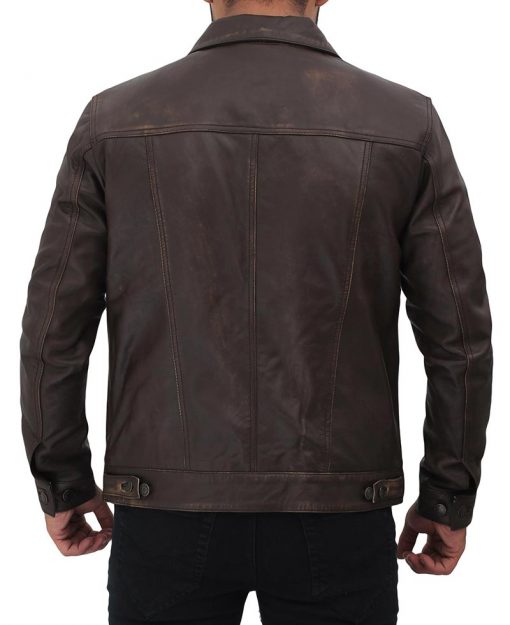 Men's Dark-Brown Trucker Jacket TheJacketFactory