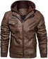 Men’s Faux Leather Hooded Motorcycle Jacket TheJacketFactory