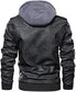 Men’s Faux Leather Hooded Motorcycle Jacket TheJacketFactory