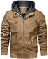Men’s Faux Leather Hooded Motorcycle Jacket TheJacketFactory