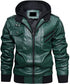 Men’s Faux Leather Hooded Motorcycle Jacket TheJacketFactory
