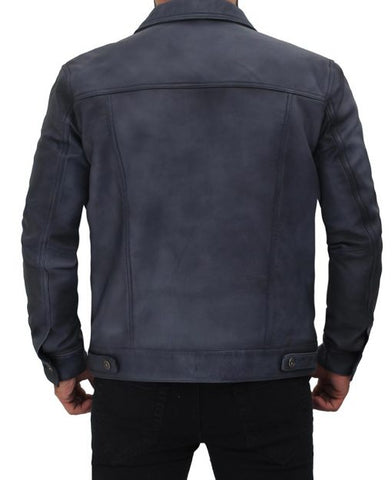 Men's Grayish-Blue Trucker Jacket