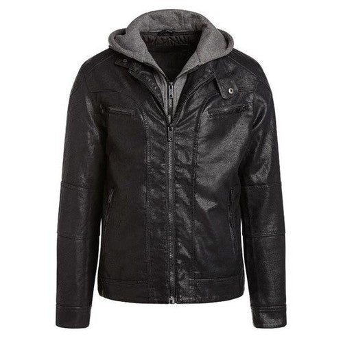 Men's  Leather Moto Jacket - Black TheJacketFactory