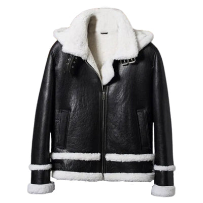 Men's Shearling Black Leather Jacket