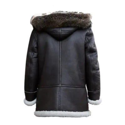 Men's Shearling Hooded Leather Jacket