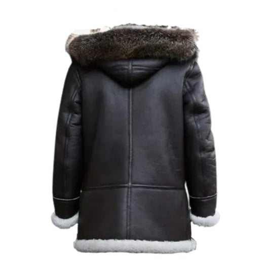 Men's Shearling Hooded Leather Jacket
