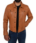 Men's Tan Trucker Jacket TheJacketFactory