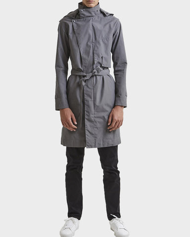 Men's Grey Zipper Trench Coat