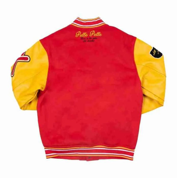 Pelle Pelle World Famous Red Wool And Leather Varsity Jacket TheJacketFactory