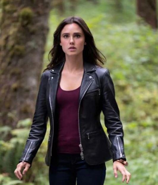 Poppy Drayton Charmed Ball Chain Leather Jacket