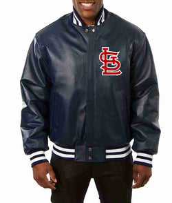 St. Louis Cardinals Varsity Navy Blue Leather Jacket TheJacketFactory