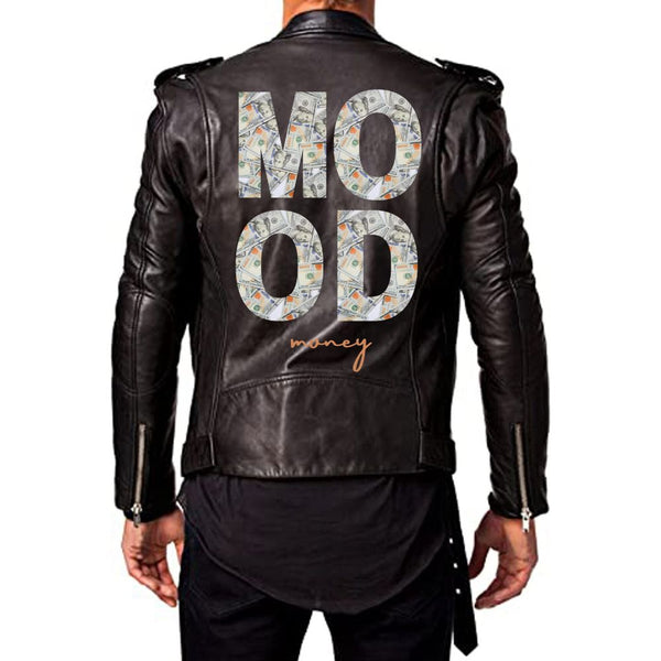 Men's Dollar Mood Money Leather Jacket