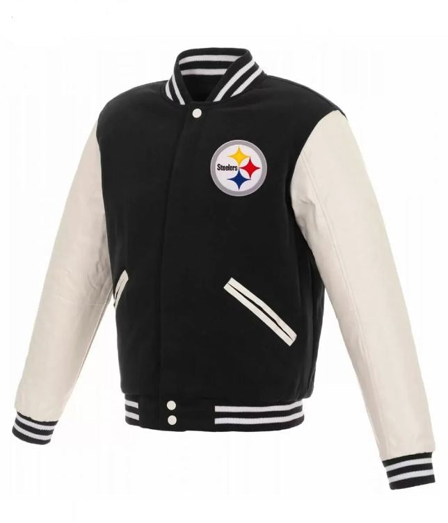 Varsity Pittsburgh Steelers Leather & Wool Jacket TheJacketFactory