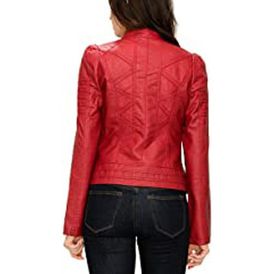 Women's Leather Quilted Biker Jacket