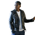 All American Bre-Z Black Biker Jacket - Tamia Cooper Leather Jacket
