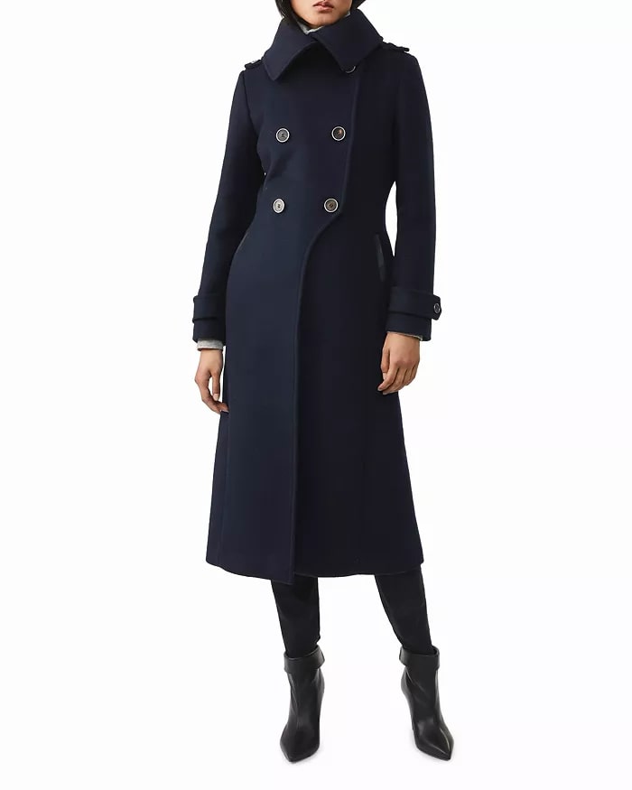 Wool Blend Navy and Military Coat for Womens TheJacketFactory