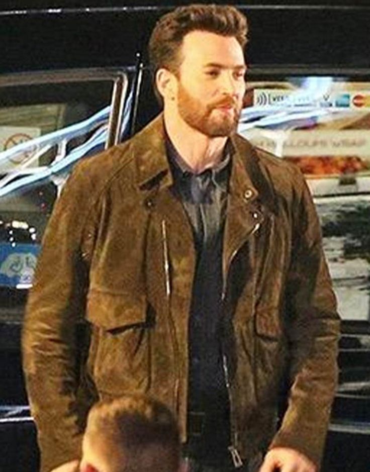 Ghosted Chris Evans Biker Brown Suede Jacket