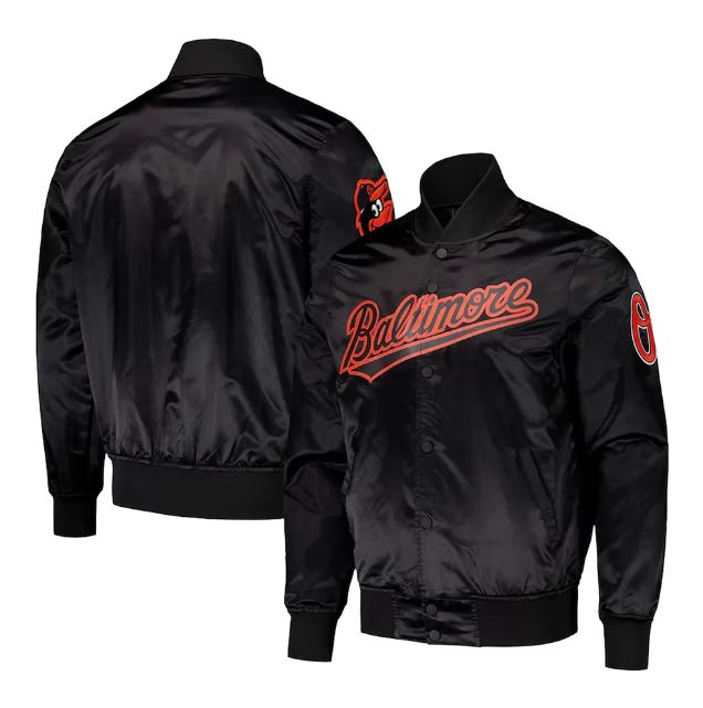 Baltimore Orioles Wordmark Black Satin Jacket