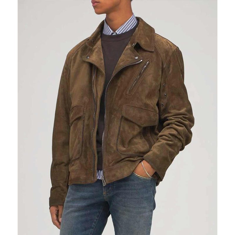 Ghosted Chris Evans Biker Brown Suede Jacket