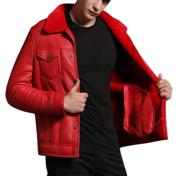 mens-trucker-red-shearling-leather-jacket