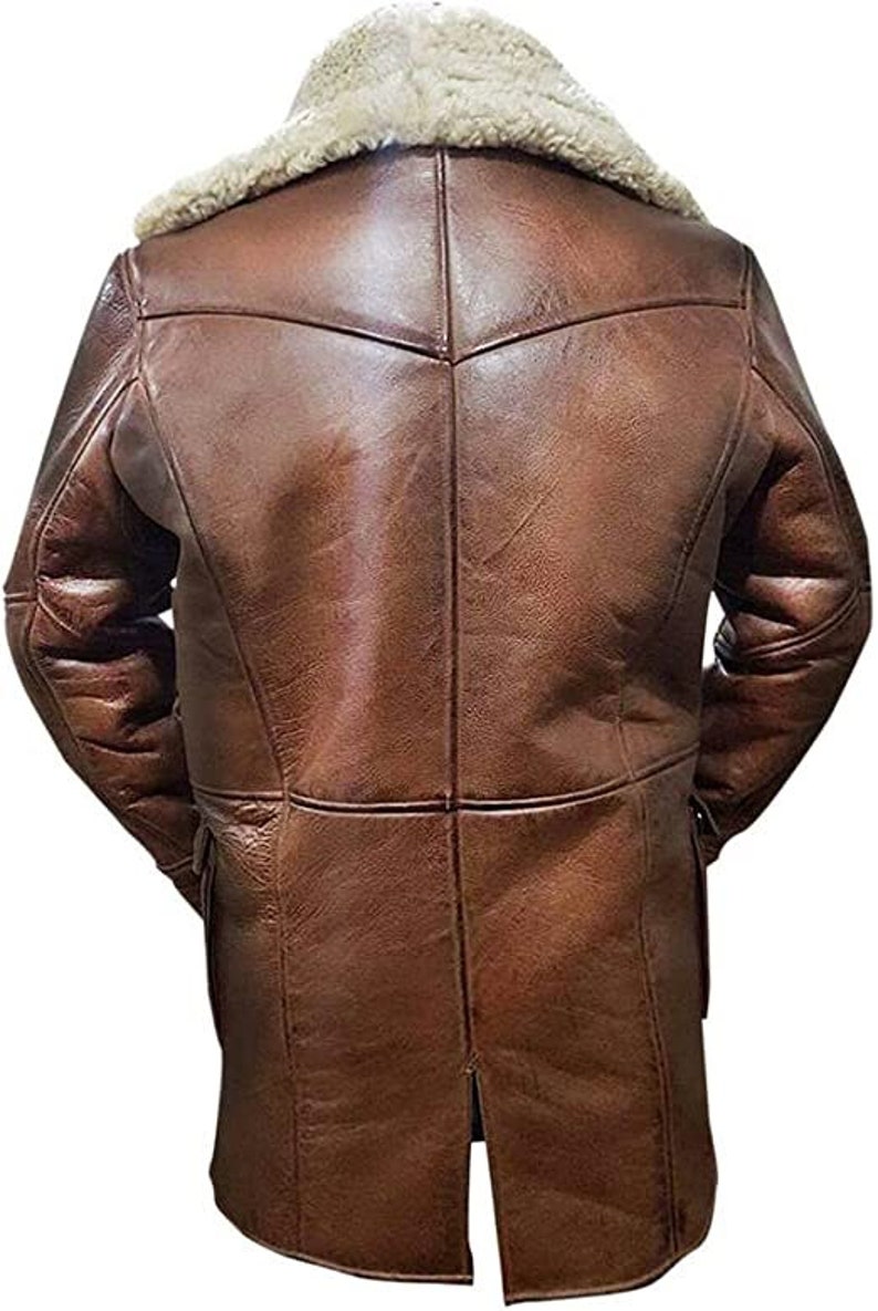 Men's B3 Bomber RAF Aviator Flying Flight Overcoat Coat Vintage Real Leather Jacket