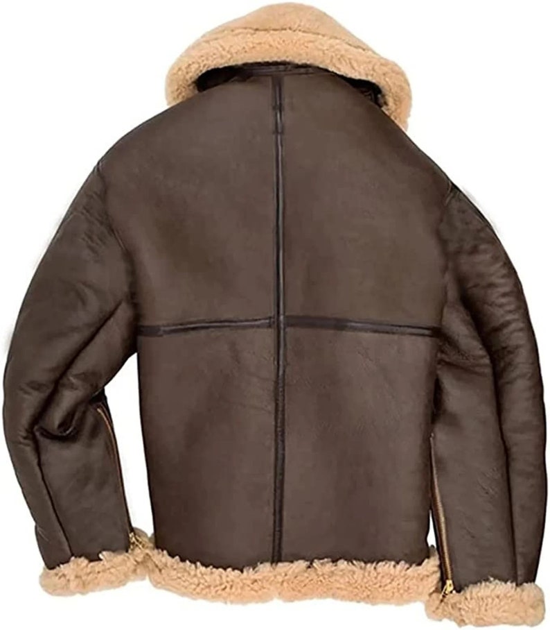 Men's Real Shearling B3 Bomber WWII Winter Sheepskin Fur Genuine Leather Jacket
