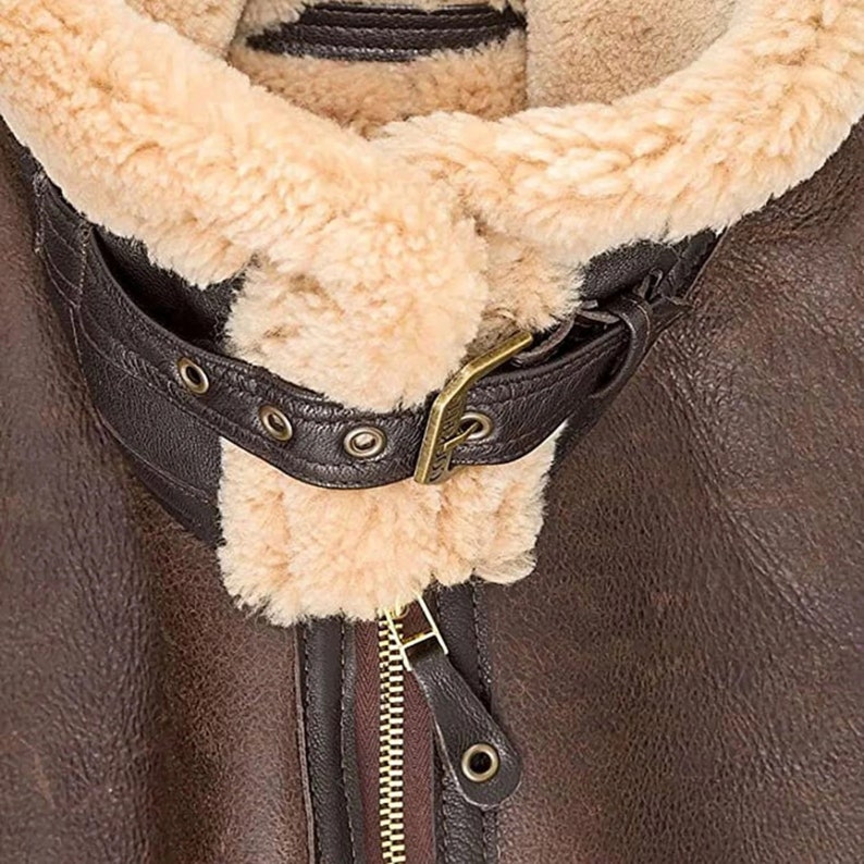 Men's Real Shearling B3 Bomber WWII Winter Sheepskin Fur Genuine Leather Jacket