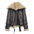 Women's Double Collared Aviator Winter Shearling Jacket