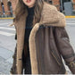 Women's Double Collared Aviator Winter Shearling Jacket