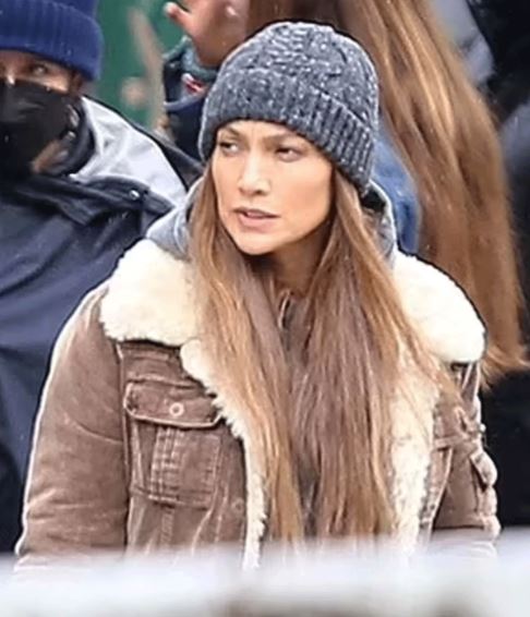 The Mother Jennifer Lopez Brown Shearling Jacket