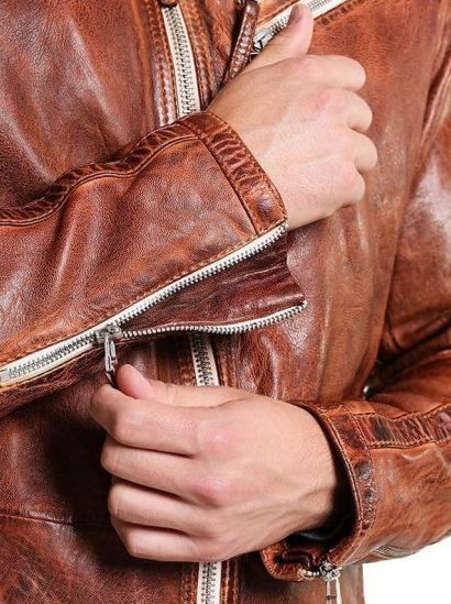 Men’s Vintage Distressed Brown Biker Biker Jacket